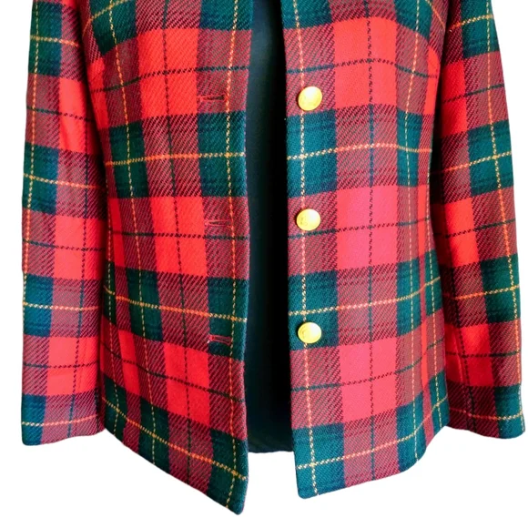 NWT Talbot's Red/Green Plaid 100% Wool Women's Jacket - Picture 4 of 12